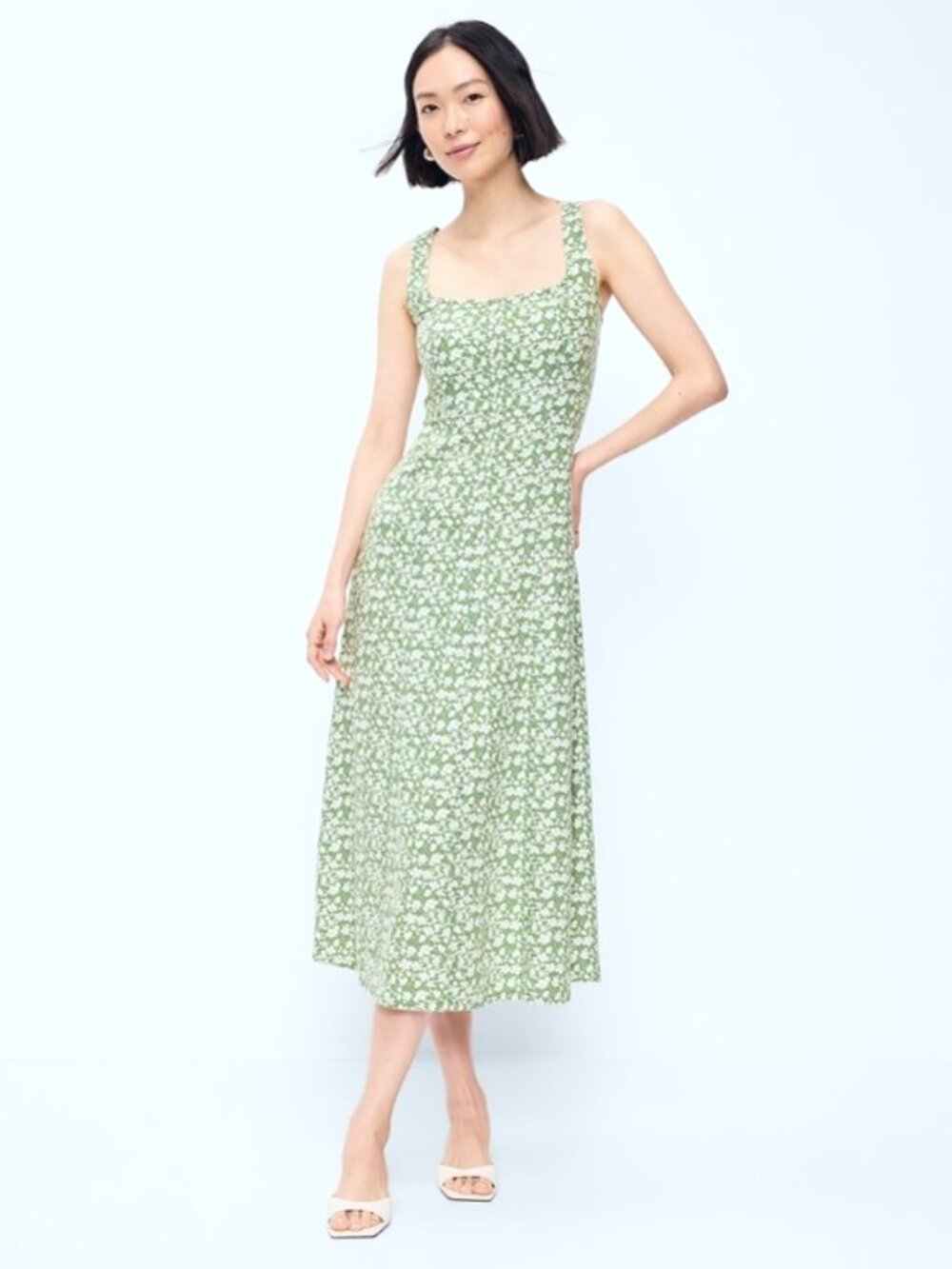 Fit & Flare Sleeveless Linen-Blend Midi Dress - MED - NWT